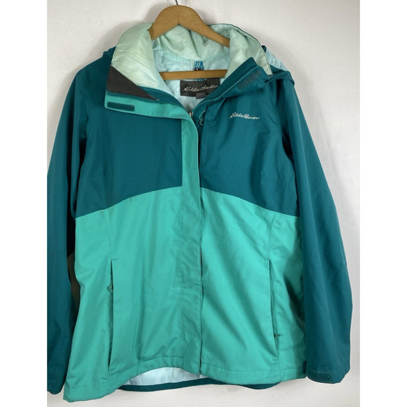 Eddie Bauer Jacket Weatheredge Plus Womens Size Large Full Zip Hooded Green - Picture 3 of 14